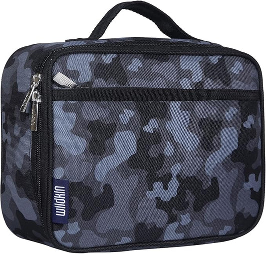 Wildkin Kids Insulated Lunch Box ??Durable and Reusable for School & Travel - Black Camo
