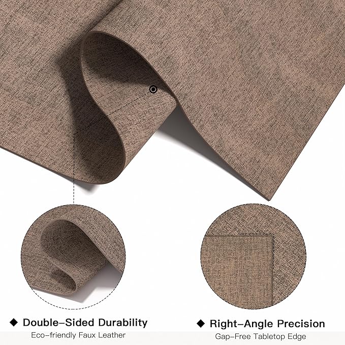 DOLOPL Placemats Set of 8, Reversible Wipeable & Heat Resistant Place Mats, Modern Faux Leather Table Mats for Kitchen, Neutral Waterproof Tablemats for Dining Table Decor, Wedding, Party(Brown)