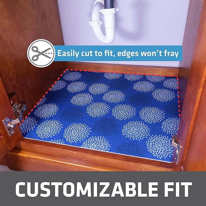 Drymate Premium XL Under Sink Mat, Waterproof Cabinet Protection Mats for Kitchen & Bathroom, Absorbent Shelf Liners, Slip-Resistant, Non-Adhesive, Machine Washable (USA Made)(24?쓝59??(GoodBlue)