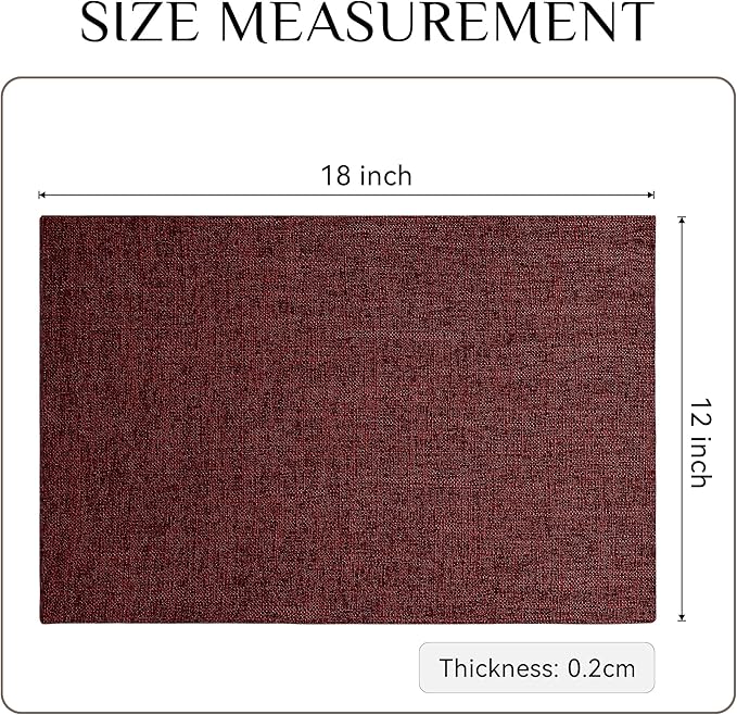 Softalker Faux Linen Placemats Set of 8-12 x 18 Inch, Heat Resistant Double Layered Durable Burlap Farmhouse Place Mats, Non-Slip Washable Rustic Table Mats for Dining, Kitchen, Party竊늃ed