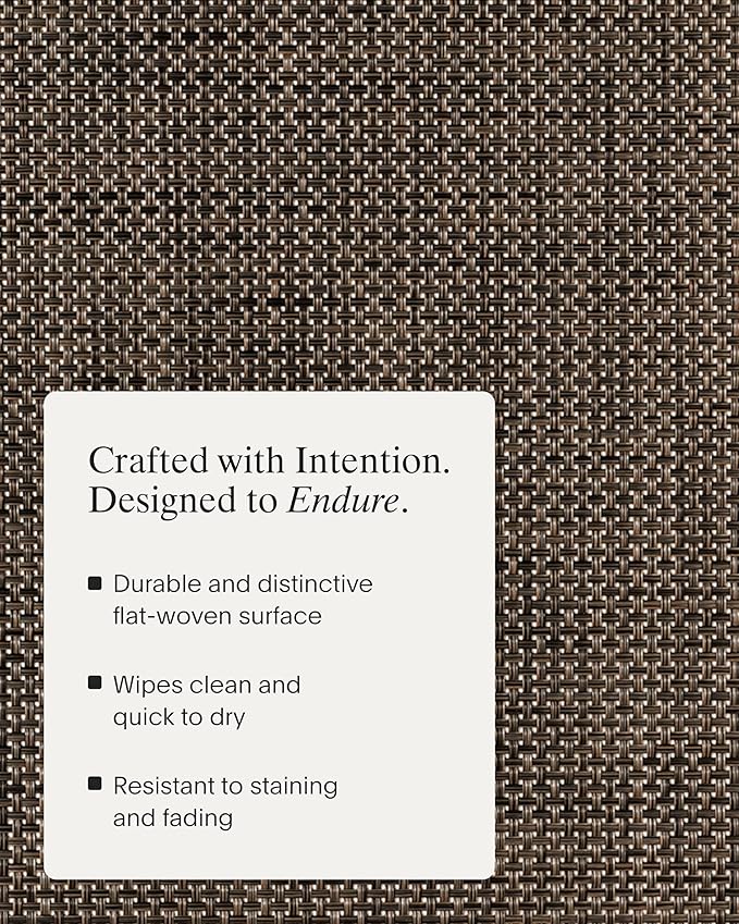Chilewich Basketweave Placemats in Earth - Set of 4 - Easy Care Woven Tabletop Textiles - Indoor/Outdoor - 15" Round