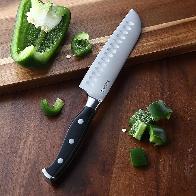 McCook짰 Knife Sets, German Stainless Steel Kitchen Knives Set with Built-in Sharpener and Wooden Block