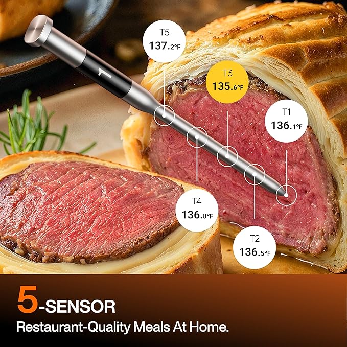 Typhur Sync Oven with Smart Wireless Meat Thermometer Probe, 12?멼n?? Countertop Air Fryer Toaster Oven Combo, 360째 Turbo Convection, Dehydrator, Recipes & 5 Accessories, Large 27QT, Stainless Steel