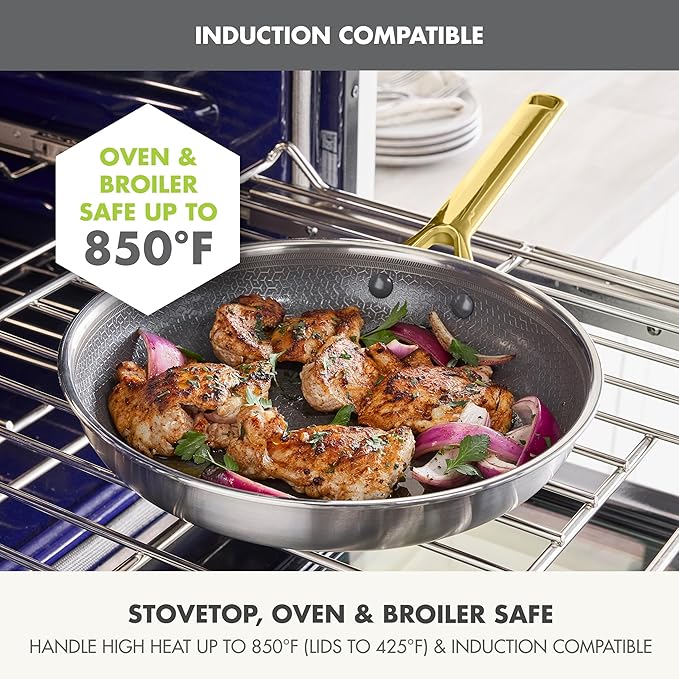 GreenPan Hybrid 13 Piece Nonstick Stainless Steel Cookware Set, APEX Tri-Ply Thermobond PFAS-Free Ceramic Pots & Pans, Induction & All Cooktop Compatible, Oven Temp to 850째F, Dishwasher Safe, Gold