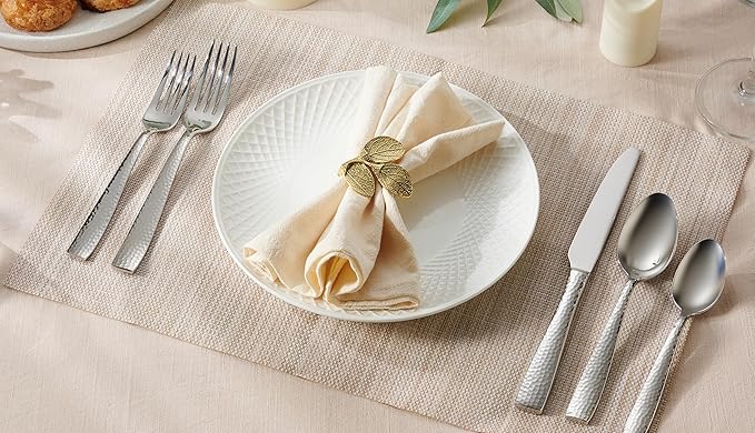 Hudson Essentials 20-Piece Hammered Stainless Steel 18/10 Flatware Silverware Set, Service for 4 (20-Piece Set)