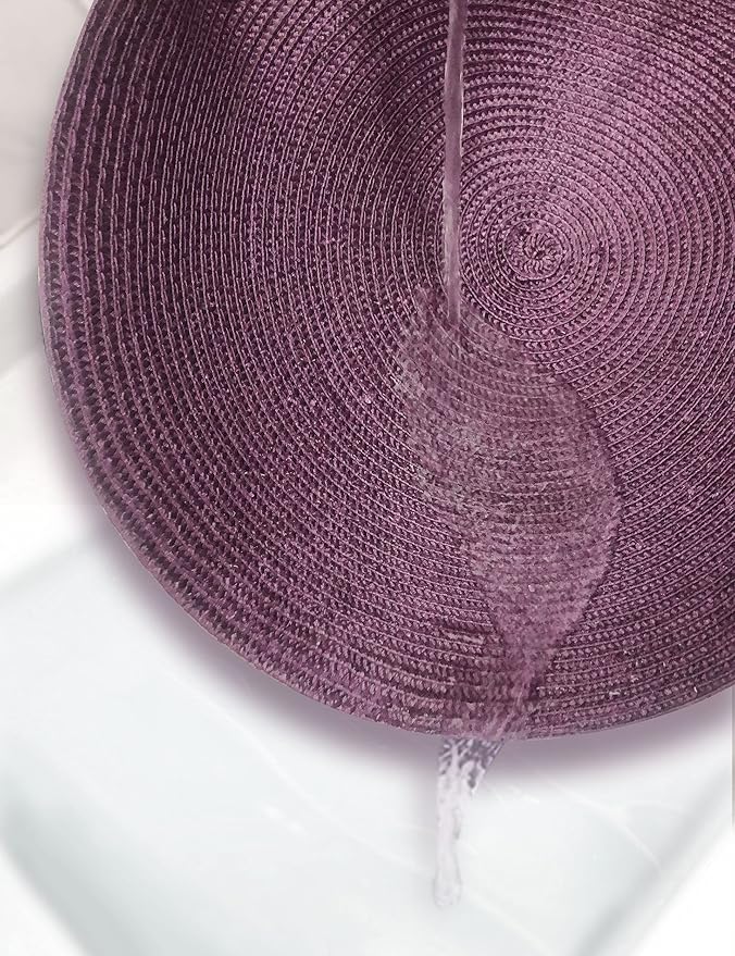 HODJOY Placemats Set of 6, Round Placemats for Dining Tables, Woven Washable Non-Slip Placemats 15 inch for Thanksgiving, Purple