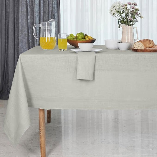 D'Moksha Homes Silver Grey Linen Tablecloth 60 x 84 Inch - 100% Pure Linen Table Cloth for Rectangle Tables - Machine Washable Cloth Tablecloth for Spring, Easter