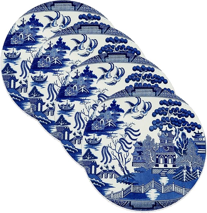 Blue Willow Linen Placemats (Round Set of 4)