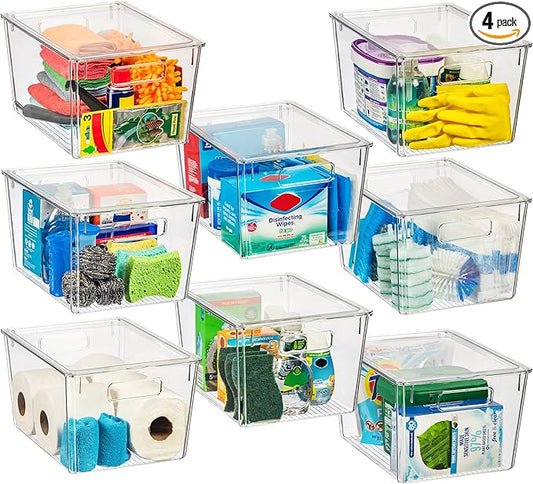 ClearSpace Plastic Storage Bins with Lids X-Large ??Perfect Kitchen Organization, Desk Organizer or Pantry Storage ??Desktop Organizer, Pantry Organization and Storage Bins, Cabinet Organizers