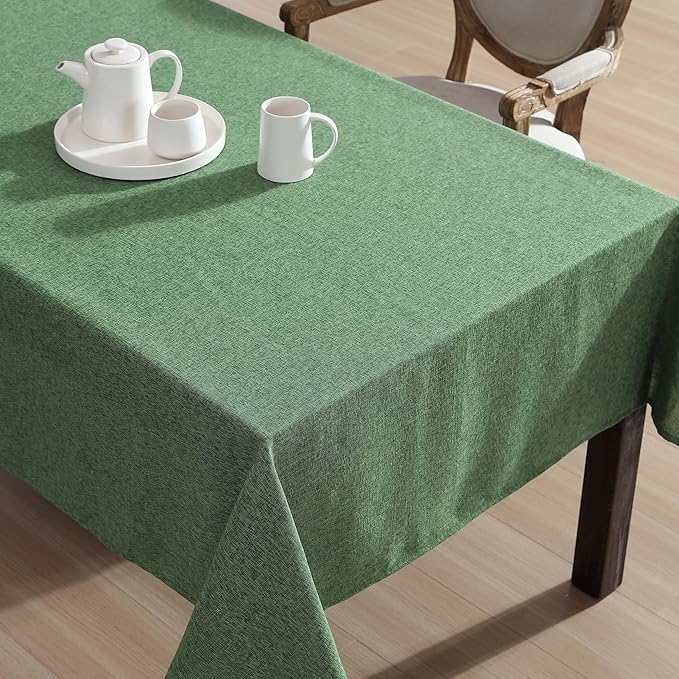 Laura Ashley Harper Luxuriously Smooth Fabric Tablecloth for Formal or Casual Dining, Holiday, Banquet, Wedding or Party, 60" x 144", Green