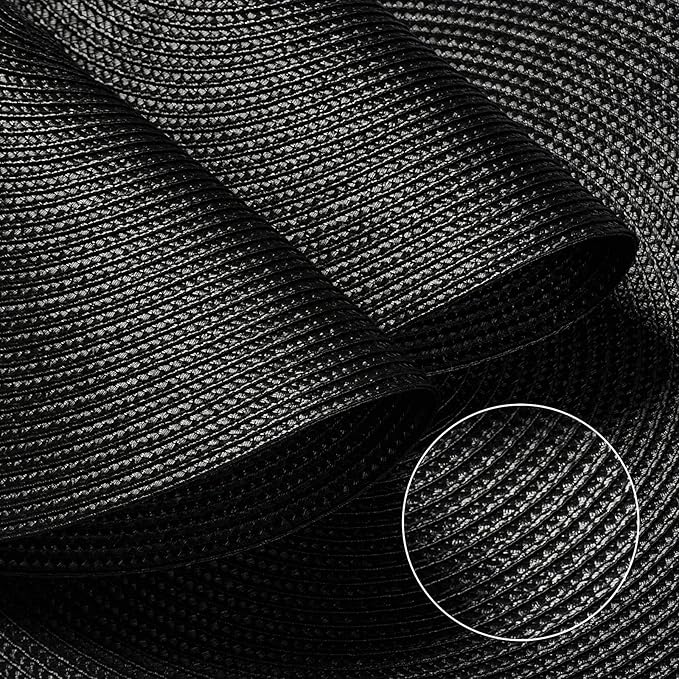 FunWheat Round Braided Placemats Set of 4 Table Mats for Dining Tables Woven Washable Non-Slip Place mats 15inch (Black, 4pcs)