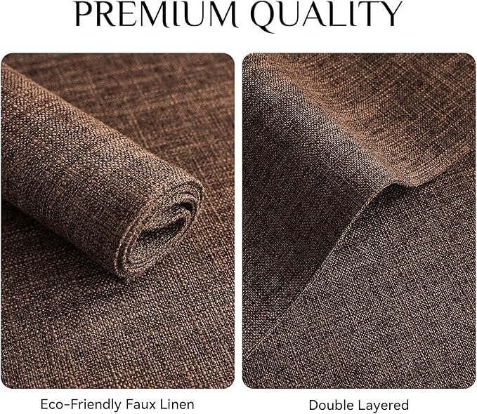 Softalker Faux Linen Placemats Set of 6-12 x 18 Inch, Heat Resistant Double Layered Durable Burlap Farmhouse Place Mats, Non-Slip Washable Rustic Table Mats for Dining, Kitchen, Party竊뉲ark Brown