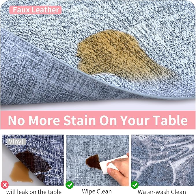 Maxpearl Set of 8 Faux Leather Table Placemats ??Heat Resistant, Waterproof, Easy to Clean, Non-Slip Mats for Dining Table, Kitchen, Indoor & Outdoor, 17?쓝12?? Blue
