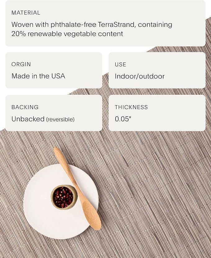 Chilewich Bamboo Placemats Set of 4 - Round Woven Placemats - Reusable, Stain-Resistant, Indoor/Outdoor Tabletop Protection - 15" - Dune