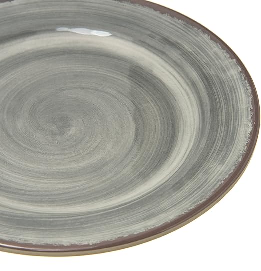 Carlisle FoodService Products Mingle Resuable Plastic Plate Appetizer Plate with Pottery Style for Home and Restaurant, Melamine, 7 Inches, Smoke