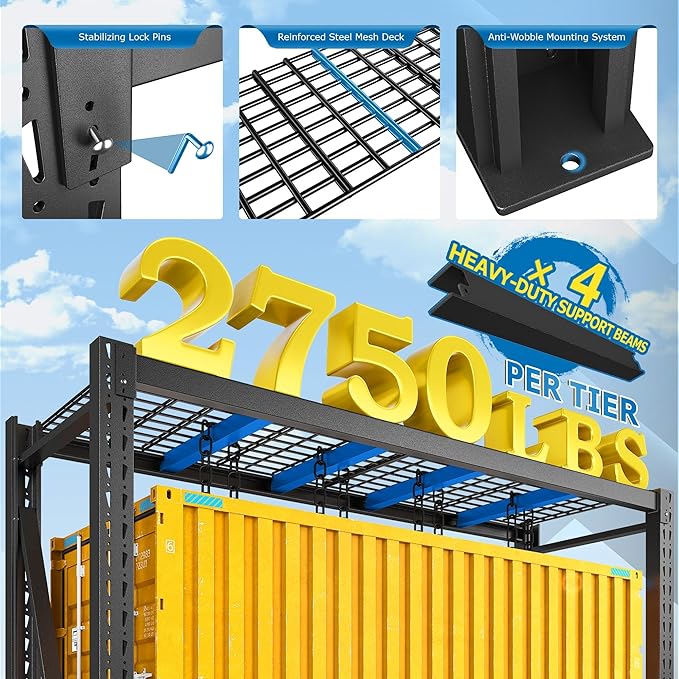 Bepatio 11000LBS Industrial Garage Shelving Heavy Duty, 4-Tier Adjustable Storage Shelves Metal Shelving, Industrial Shelving for Basement Warehouse Commercial Garage Shop, 72" H횞 60" W 횞 24" D, Black