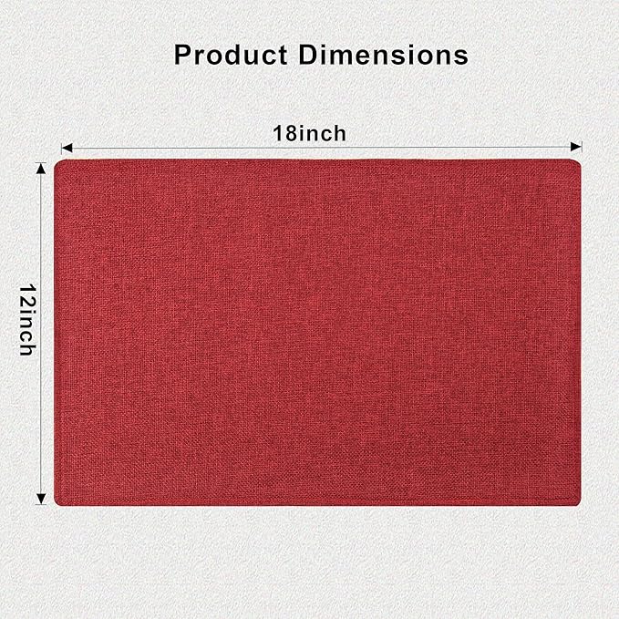 SLKQG Christmas Linen Fabric Placemats Set of 6 - Holiday Dining Table Mats for Festive Decor, Heat Resistant & Machine Washable, Place Mats for Dinner Parties, Xmas Gift for Home (6, Wine Red)