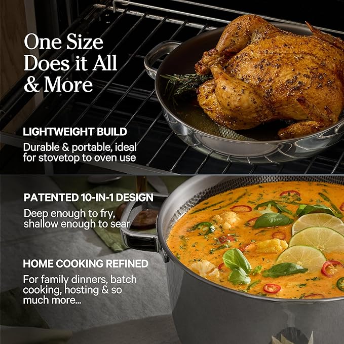 Our Place Titanium Pro Cookware Duo ??Always Pan & Perfect Pot with Nonstick No-Coating Technology | Tri-Ply Titanium & Stainless Steel | Safe for Oven, Induction & All Cooktops up to 1000째F | Chrome