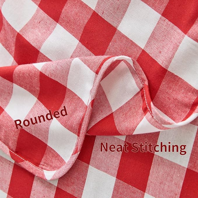 BALCONY & FALCON Gingham Table Cloth Rectangle ??Reversible Water-Resistant Cotton Checkered Tablecloth for Outdoor Picnic, Camping, Kitchen, Holiday Party Decor (Red White, 55x71 Inch)