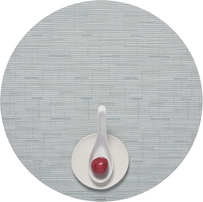 Chilewich Bamboo Placemats Set of 4 - Round Woven Placemats - Reusable, Stain-Resistant, Indoor/Outdoor Tabletop Protection - 15" - Seaglass