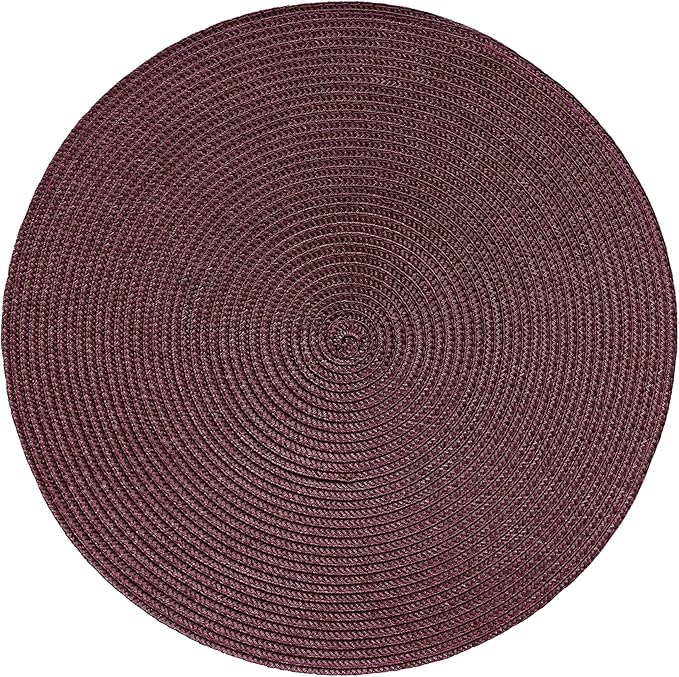 HODJOY Placemats Set of 6, Round Placemats for Dining Tables, Woven Washable Non-Slip Placemats 15 inch for Thanksgiving, Purple