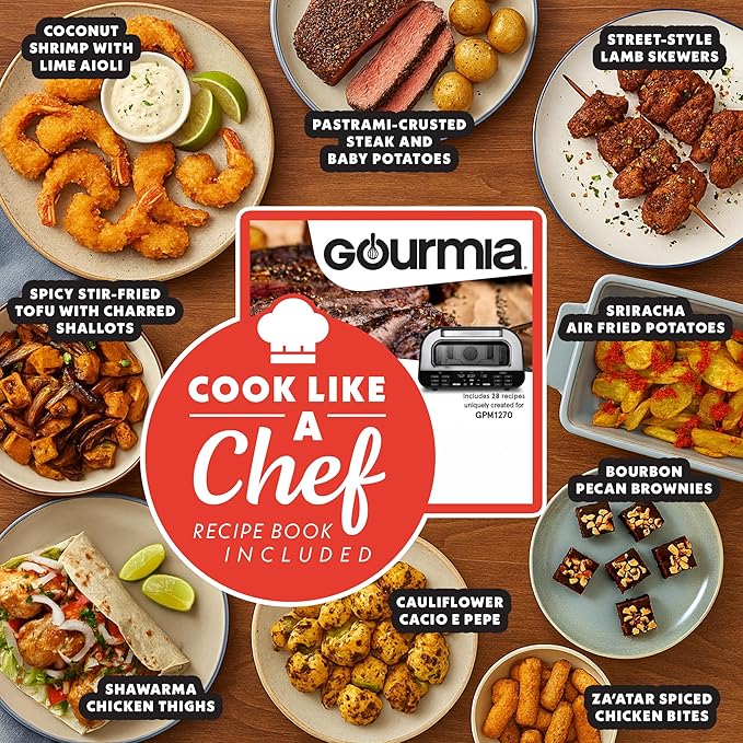 Gourmia Indoor Pizza Oven Air Fryer Toaster ??1800W Countertop Multi-Cooker with Pizza Stone, Digital Controls & 6 Presets, Stainless Steel