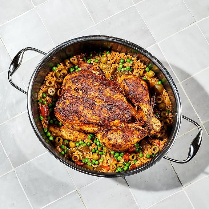 HexClad Hybrid Nonstick 6.5-Quart Oval Dutch Oven with Stainless Steel Lid, Stay-Cool Handles, Dishwasher-Friendly, Oven-Safe Up to 900째F, Induction Ready, Compatible with All Cooktops