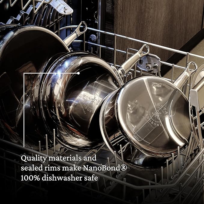 Hestan - NanoBond Collection - Titanium Stainless Steel 3.5-Quart Saut챕 Pan with Lid - Toxin, PFAS, & Chemical Free Clean Cookware, Induction Cooktop Compatible