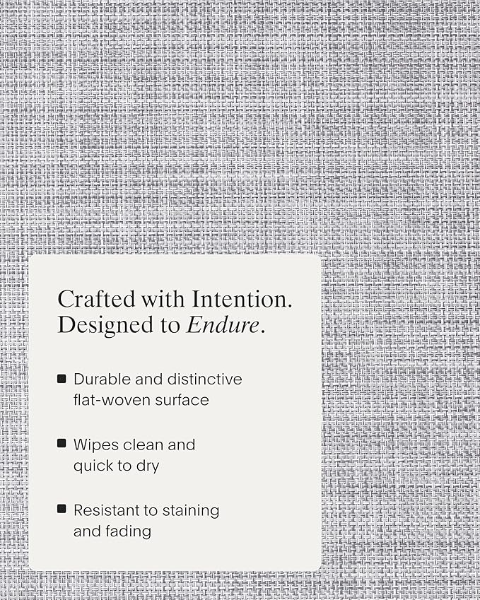 Chilewich Mini Basketweave Placemats in Mist - Set of 4 - Easy Care Woven Tabletop Textiles - Indoor/Outdoor - 19.25" x 14" Oval
