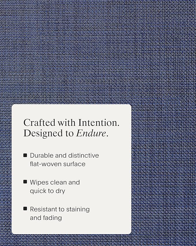 Chilewich Mini Basketweave Placemats in Indigo - Set of 4 - Easy Care Woven Tabletop Textiles - Indoor/Outdoor - 19.25" x 14" Oval