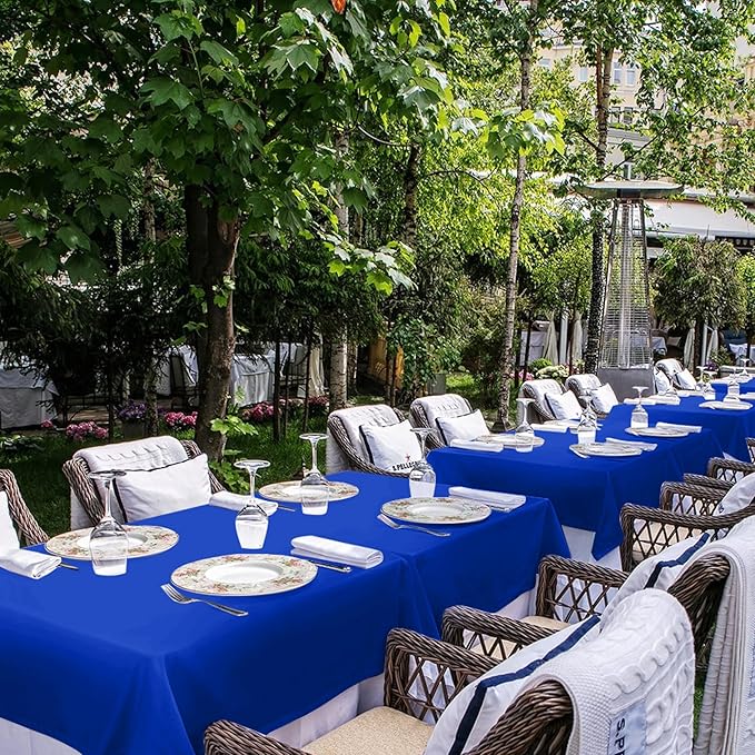 sancua Rectangle Tablecloths 6 Pack - 90x132 Inch - Royal Blue Washable Fabric Cloth Table Cloth, Large Reusable Polyester Table Covers for Wedding, Party, Birthday, Banquet