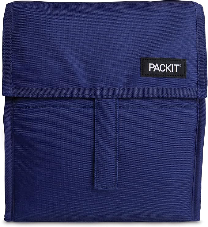 PackIt짰 Freezable Lunch Bag, True Blue, Built with ECOFREEZE짰 Technology, Foldable, Reusable, Zip and Closure with Buckle Handle, Designed for Work Lunches and Fresh Lunch On the Go