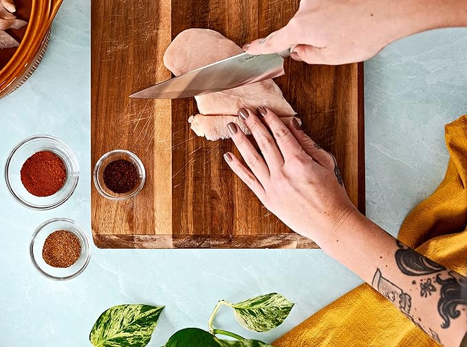 DURA LIVING 3-Piece Kitchen Knife Set ??Ultra-Sharp German Stainless Steel, 8??Chef, 5??Utility, and 3.5??Paring Knives with Ergonomic Handles, Multipurpose Kitchen Knife Set, Black