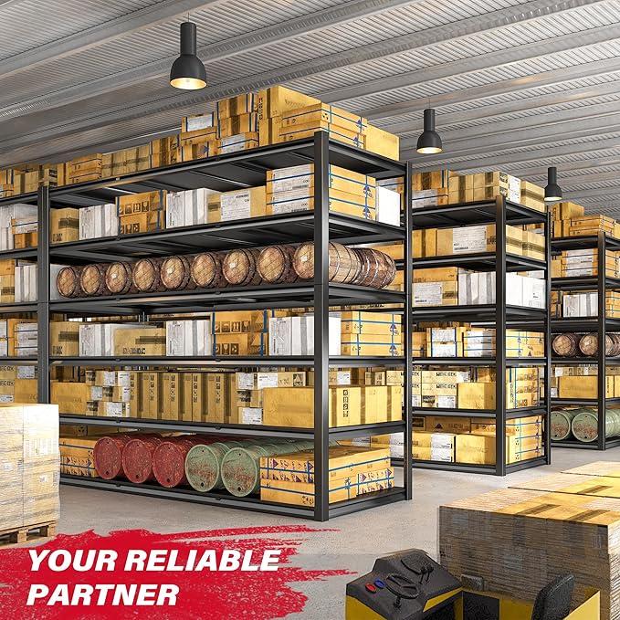 REIBII 84?쏦 Garage Shelving Heavy Duty Storage Shelves 3500 LBS Adjustable Metal Shelving Uints and Storage for Garage, Warehouse, School, Commercial, Business, 60 "W x 84 "H x 24 "D, 2 Pack