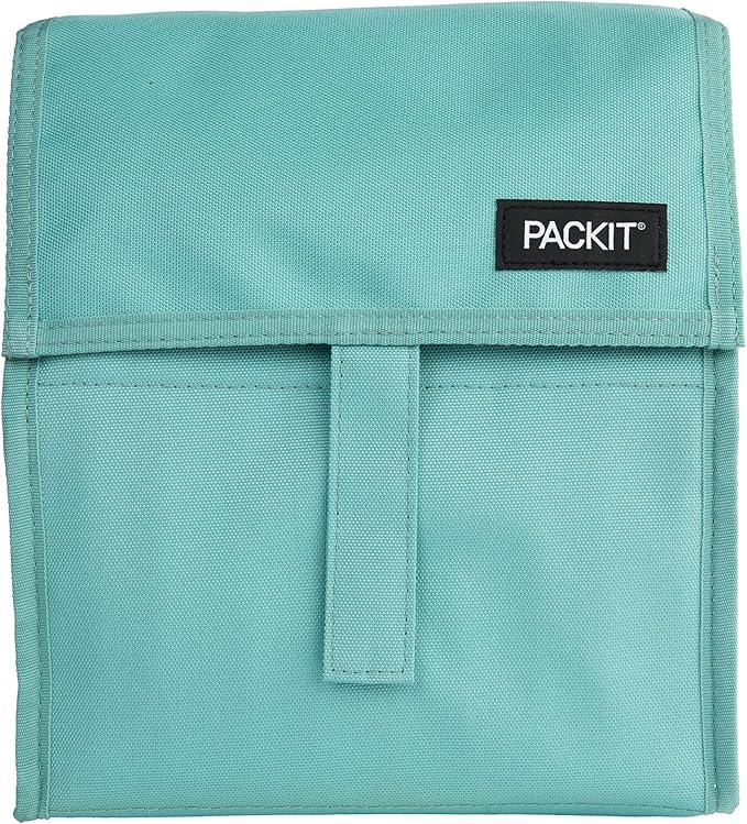 PackIt짰 Freezable Lunch Bag, Sage, Built with ECOFREEZE짰 Technology, Foldable, Reusable, Zip and Fold Closure with Buckle Handle, Designed for Work Lunches and Fresh Lunch On the Go