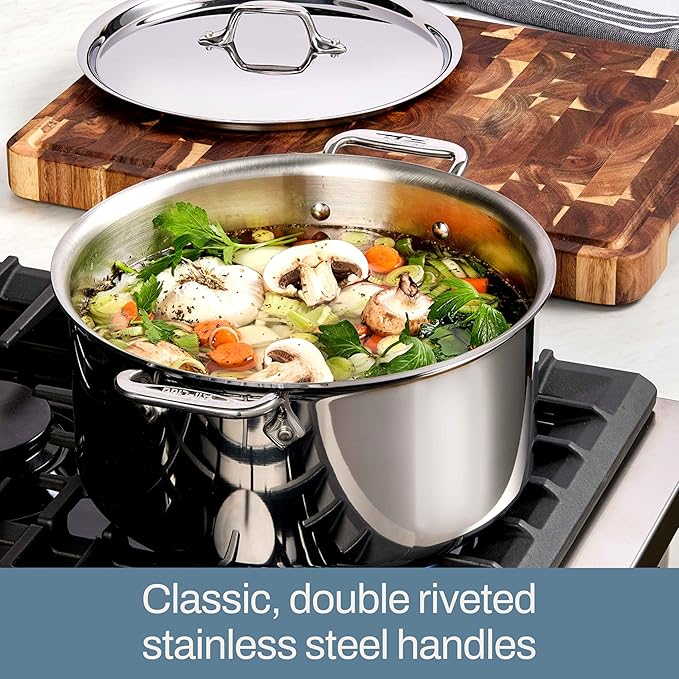 All-Clad D3 Stainless Steel Cookware Set - 10-Piece Pots and Pans Set, Induction, Oven Broiler Safe 600F - Includes Frying Pans, Saucepan, Saut챕-Pan, Stockpot, Professional Cookware - Stainless Steel