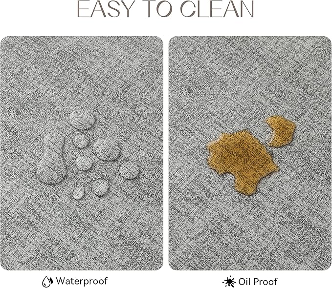 Romanstile Vinyl Placemats Set of 4-12 X 17 Inch - Heat Resistant Place Mats 100% Waterproof Oilproof Wipeable Reversible Faux Leather Table Mats for Kitchen, Dining, Party, Outdoor, Light Grey