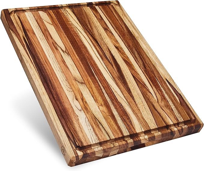 Sonder Los Angeles Bradbury Wood Cutting Board | Teak Edge Grain Cutting Board for Kitchen with Juice Groove & Sorting Compartments for Charcuterie | Gift Box Included | 20x15x1.5 in