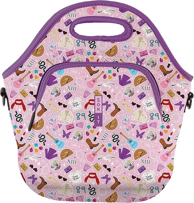 Sok It LunchTote Zippered Bag Insulated Neoprene Caddy (On Tour, X-Large 6.5 Quart Lunch Tote)