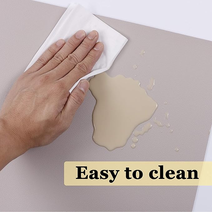 Wipeable Placemats Leather Table Mats Waterproof Heat-Resistant Easy to Clean for Dining Table Set Kitchen Table (4, Taupe)