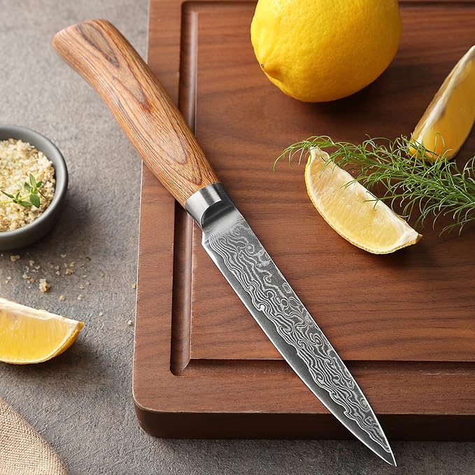 Wakoli EDIB Pro Damascus Universal Knife ??Japanese Style Kitchen Knife | 4.7-Inch Genuine Damascus Steel Blade with VG10 Core | Ergonomic Pakkawood Handle | Professional Cooking Tool