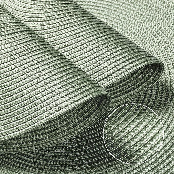 FunWheat Round Braided Placemats Set of 4 Table Mats for Dining Tables Woven Washable Non-Slip Place mats 15inch (Fog Green, 4pcs)