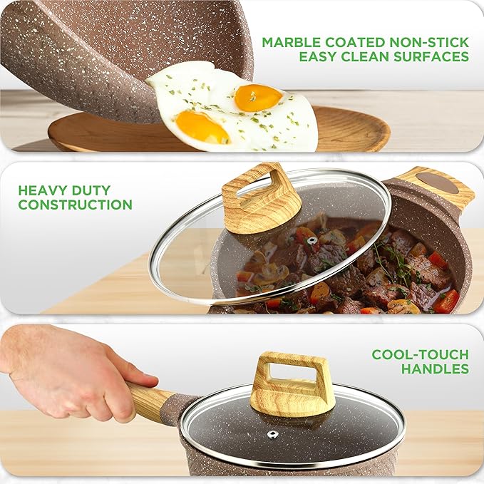 NutriChef 22?멠iece Non?멣tick Ceramic Pots and Pans Set ??For All Cooktops Including Induction ??PTFE & PFAS Free, Includes Bakeware & Utensils