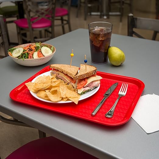 Carlisle FoodService Products CT121605 Caf챕 Standard Cafeteria / Fast Food Tray, 12" x 16", Red