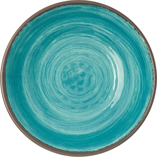 Carlisle FoodService Products Mingle Reusable Plastic Bowl Cereal Bowl with Pottery Style for Home and Restaurant, Melamine, 32 Ounces, Aqua, (Pack of 12)