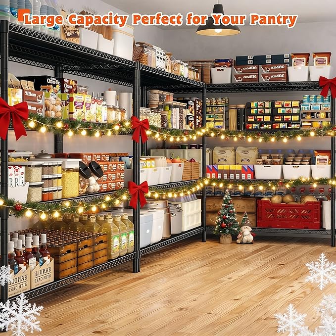 REIBII 60" W Storage Shelves 2878LBS Metal Shelving Unit with Wheels Heavy Duty Garage Shelving Adjustable Wire Shelves for Pantry,Kitchen,Garage,Basement,Business,Warehouse,School,60?쓂 횞24?쒭횞65.3?쒱