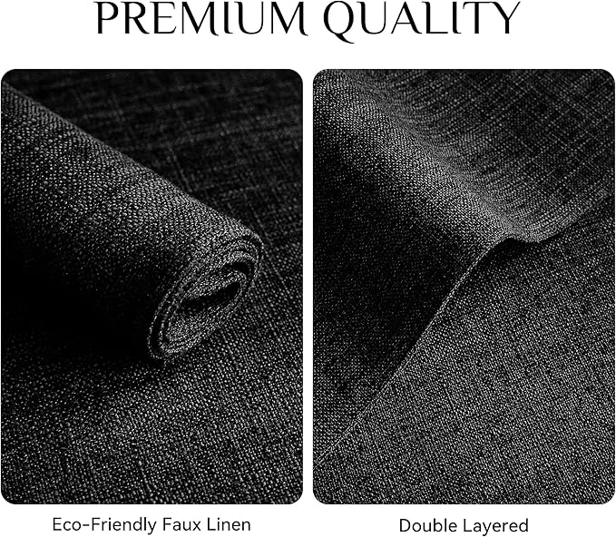 Softalker Faux Linen Placemats Set of 4-12 x 18 Inch, Heat Resistant Double Layered Durable Burlap Farmhouse Place Mats, Non-Slip Washable Rustic Table Mats for Dining, Kitchen, Party竊뉰lack