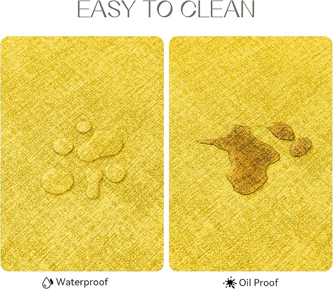 Romanstile Vinyl Placemats Set of 12-12 X 17 Inch - Heat Resistant Place Mats 100% Waterproof Oilproof Wipeable Reversible Faux Leather Table Mats for Kitchen, Dining, Party, Outdoor, Yellow