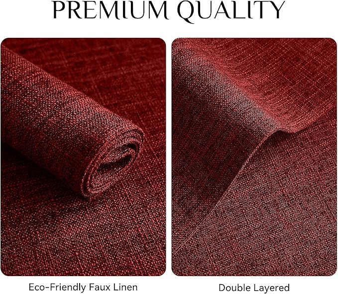 Softalker Faux Linen Placemats Set of 8-12 x 18 Inch, Heat Resistant Double Layered Durable Burlap Farmhouse Place Mats, Non-Slip Washable Rustic Table Mats for Dining, Kitchen, Party竊늃ed