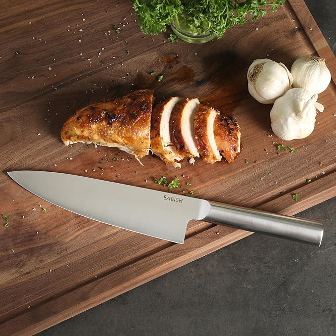 Babish 8-Inch Chef Knife ??High-Carbon 1.4116 German Steel Kitchen Knife, Full-Tang Razor Sharp Chef?셲 Blade for Chopping, Slicing, Dicing & Everyday Prep